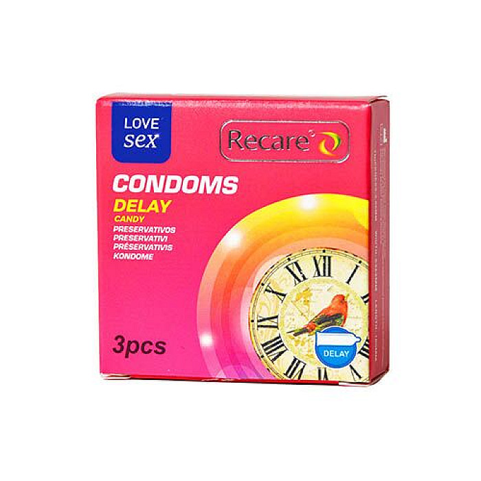Презервативы Recare Delay Candy Condoms 3 шт, пролонгирующий эффект, конфетный аромат