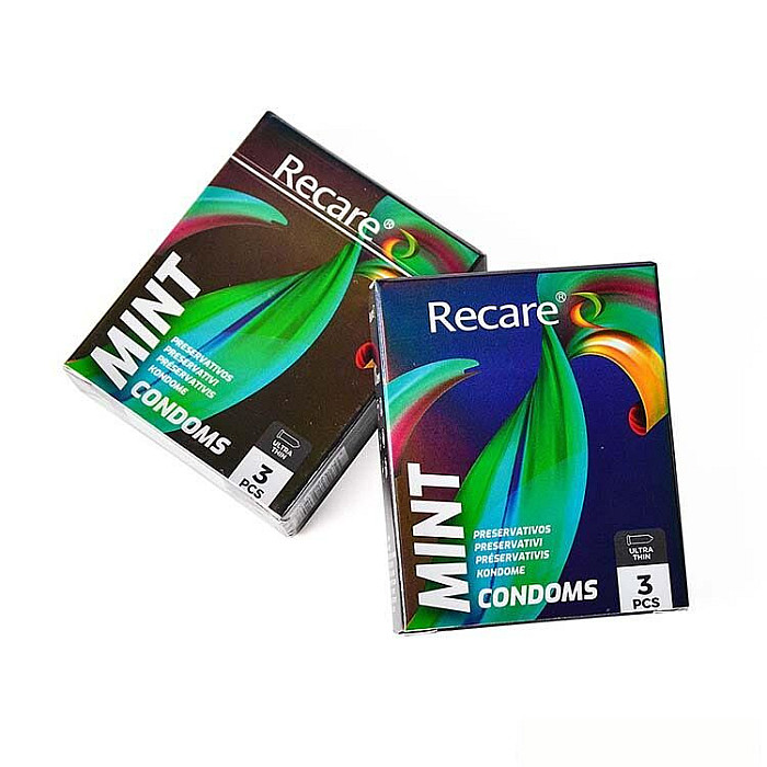 Презервативи Holographic Recare Ultra Thin Mint Condoms 3шт, ультратонкі, аромат: м'ята