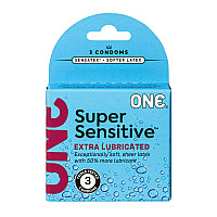 Презервативы ONE Super Sensitive, 3 шт, гладкие, с дополнительной смазкой, картонная упаковка