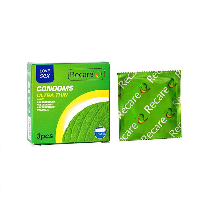 Презервативи Ultra Thin Mint Condoms 3 шт, ультратонкі, аромат: м'ята