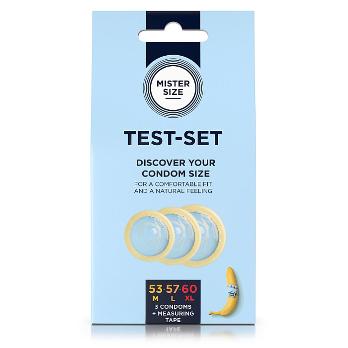 Набор презервативов Mister Size test-set 53–57–60, 3 размера + линейка, толщина 0,05 мм