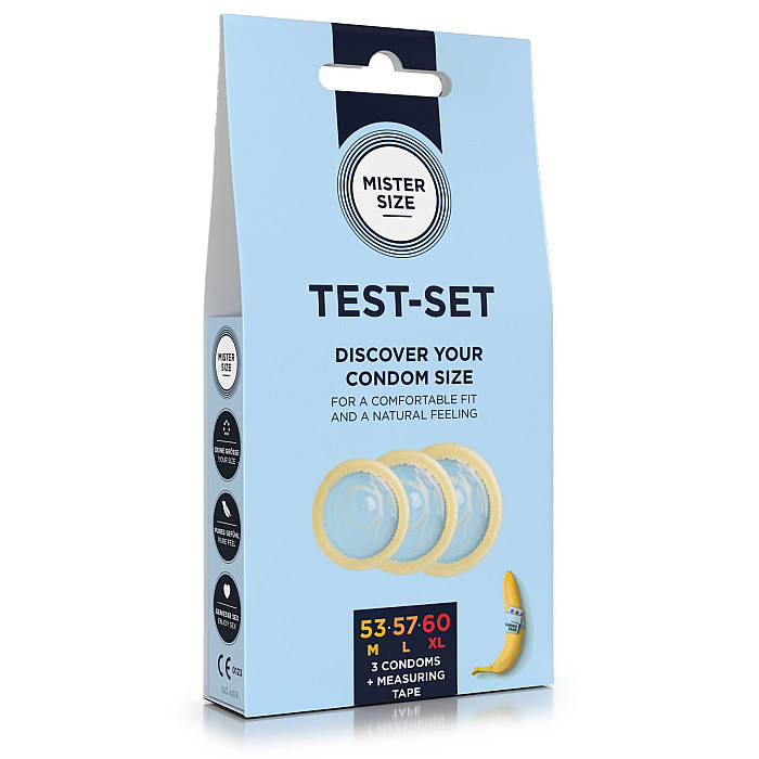 Набор презервативов Mister Size test-set 53–57–60, 3 размера + линейка, толщина 0,05 мм