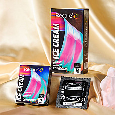 Презервативи Holographic Recare Ice Cream Big Dotted Condoms 3 шт, з пухирцями, аромат: морозиво