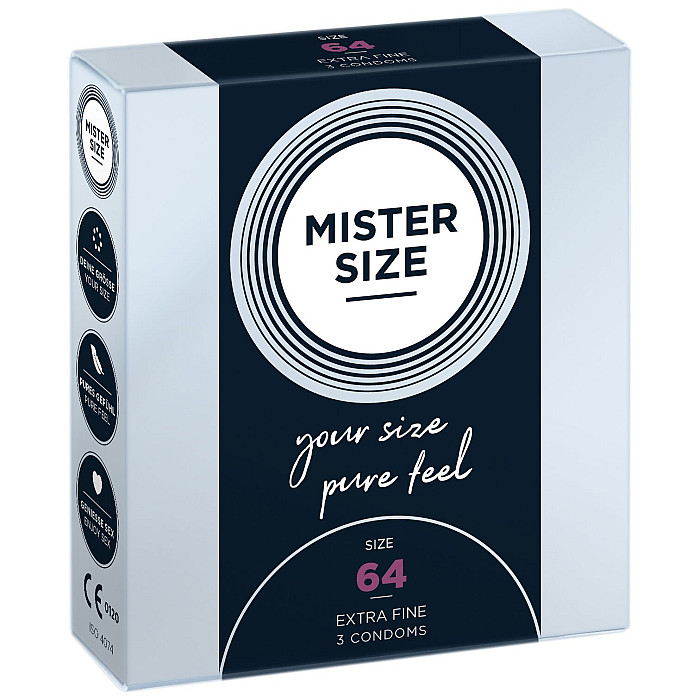 Презервативы Mister Size - pure feel - 64 (3 condoms), толщина 0,05 мм