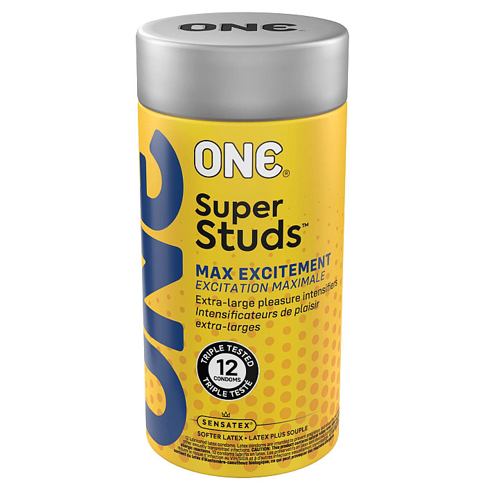 Презервативы ONE Super Studs, 12 шт, с точечным рельефом, со смазкой, подарочная упаковка-тубус