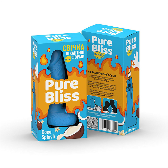 Ароматна свічка пікантної форми Pure Bliss Blue Coco Splash (Кокосове молоко) 15 см