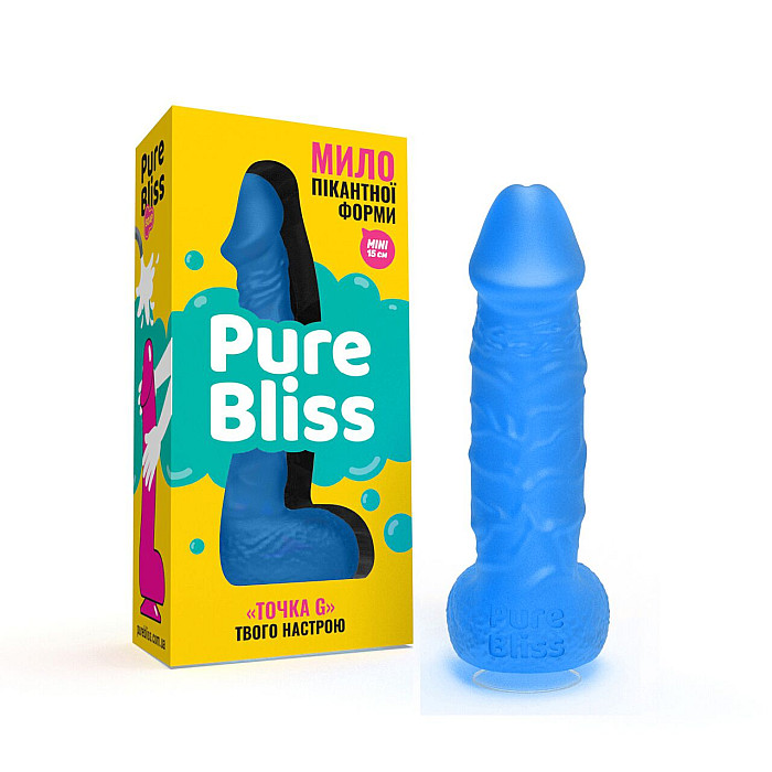 Крафтове мило-член із присоскою Pure Bliss MINI Dark Blue, натуральне