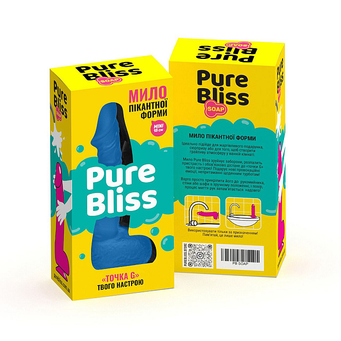 Крафтове мило-член із присоскою Pure Bliss MINI Dark Blue, натуральне