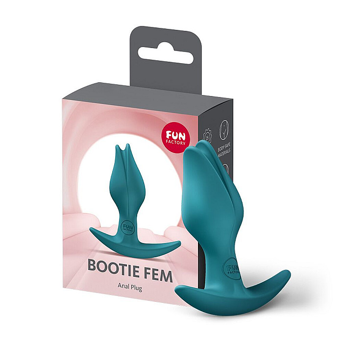 Анальная пробка Fun Factory BOOTIE FEM Bottle Green, в виде бутона, диаметр 2,9 см, тонкий ограничитель