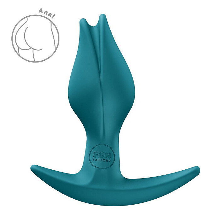 Анальная пробка Fun Factory BOOTIE FEM Bottle Green, в виде бутона, диаметр 2,9 см, тонкий ограничитель