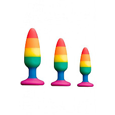 Силіконова анальна пробка Wooomy Hiperloo Silicone Rainbow Plug M, діаметр 2,9 см, довжина 11 см