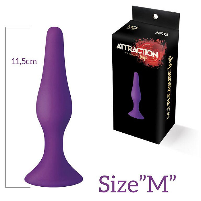 Анальна пробка з присоскою MAI Attraction Toys №33 Purple, довжина 11,5cм, діаметр 3см
