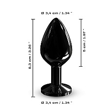 Металева анальна пробка з кристалом Dorcel Diamond Plug Black M