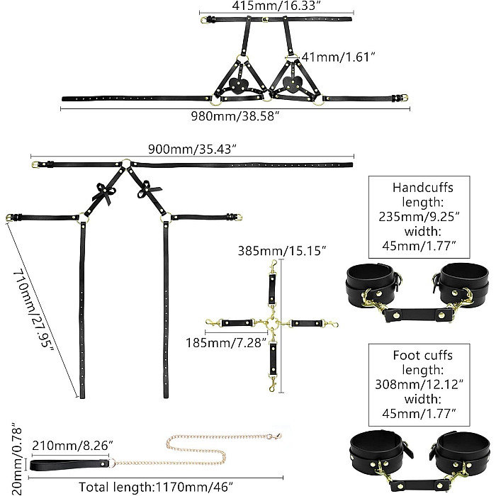 БДСМ-набор LOCKINK YEAHWOW Forced Nadu pose correction set