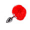 Металлическая анальная пробка Кроличий хвостик Alive Fluffy Plug S Red, диаметр 2,8 см