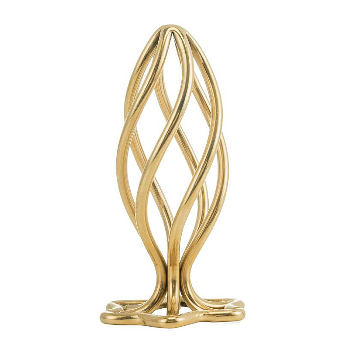 Металлическая анальная пробка LOCKINK SEVANDA Hollow Spiral Golden, S, золотистая, диаметр 2,6 см