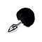 Металлическая анальная пробка Кроличий хвостик Alive Fluffy Plug M Black, диаметр 3,4 см