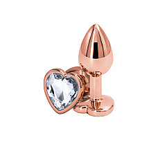 Анальна пробка NS Novelties Rear Assets - Rose Gold Heart - Small - Clear