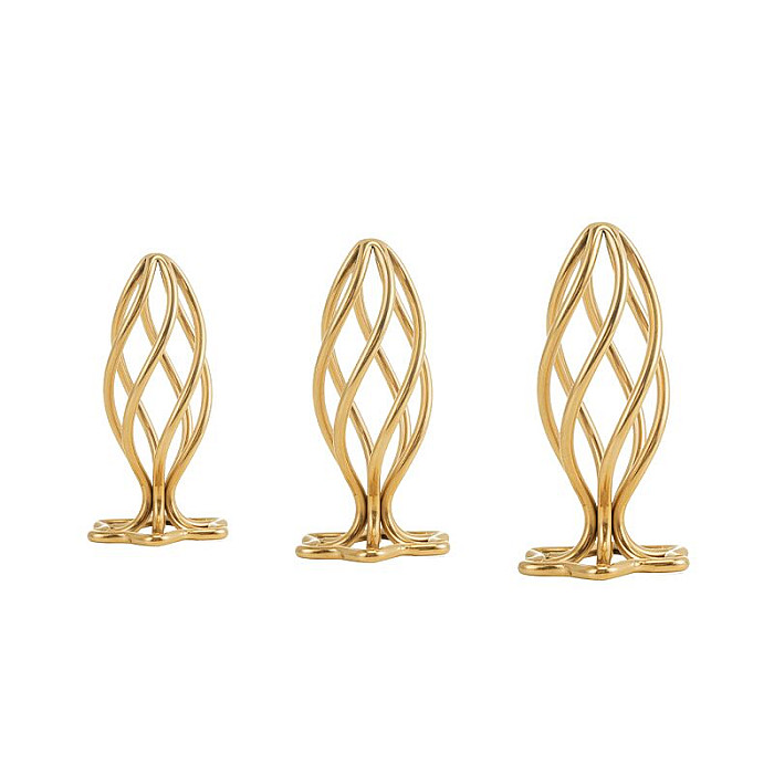 Металлическая анальная пробка LOCKINK SEVANDA Hollow Spiral Golden, L, золотистая, диаметр 3,9 см