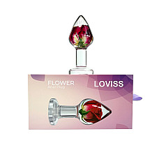 Роскошная анальная пробка Loviss Rose Anal Plug с настоящей розой внутри
