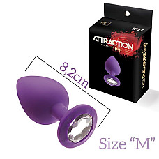Анальная пробка с кристаллом MAI Attraction Toys №48 Purple, длина 8,2см, диаметр 3,5см