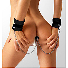 Наручники з металевою анальною пробкою Art of Sex Handcuffs with Metal Anal Plug size M Black