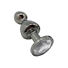 Металева анальна пробка Wooomy Lollypop Double Ball Metal Plug L, діаметр 3,5 см, довжина 10,5 см
