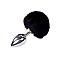 Металлическая анальная пробка Кроличий хвостик Alive Fluffy Plug L Black, диаметр 3,9 см