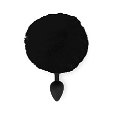Силіконова анальна пробка М Art of Sex - Silicone Bunny Tails Butt plug Black, діаметр 3,5 см