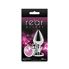 Анальная пробка NS Novelties Rear Assets - Silver - Medium - Pink Gem
