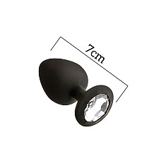 Анальная пробка с кристаллом MAI Attraction Toys №47 Black, длина 7см, диаметр 2,8см