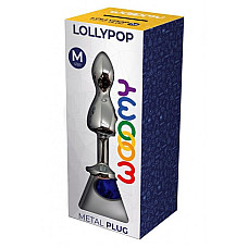 Металева анальна пробка Wooomy Lollypop Double Ball Metal Plug Blue M діаметр 3,1 см, довжина 9,4 см