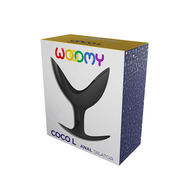 Анальный расширитель Wooomy Coco L, черный, силиконовый, раздвоенный