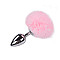 Металлическая анальная пробка Кроличий хвостик Alive Fluffy Plug L Pink, диаметр 3,9 см