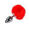 Металлическая анальная пробка Кроличий хвостик Alive Fluffy Plug L Red, диаметр 3,9 см