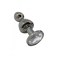 Металлическая анальна пробка Wooomy Lollypop Double Ball Metal Plug M, диаметр 3,1 см, длина 9,4 см