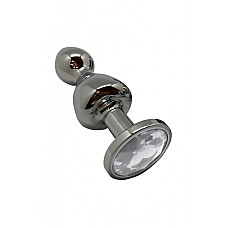 Металева анальна пробка Wooomy Lollypop Double Ball Metal Plug M, діаметр 3,1 см, довжина 9,4 см