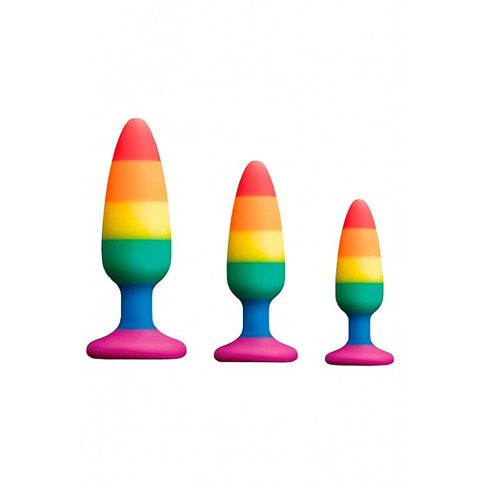 Силіконова анальна пробка Wooomy Hiperloo Silicone Rainbow Plug S, діаметр 2,4 см, довжина 9 см