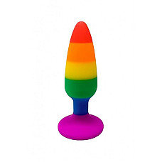 Силіконова анальна пробка Wooomy Hiperloo Silicone Rainbow Plug S, діаметр 2,4 см, довжина 9 см