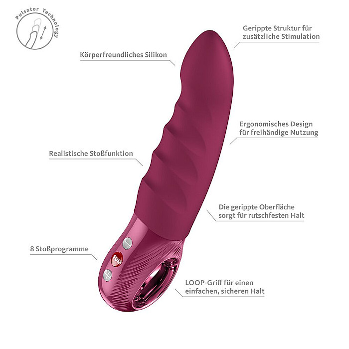 Пульсатор Fun Factory Stronic Deep, Wine Red, 8 режимов работы, перезаряжаемый