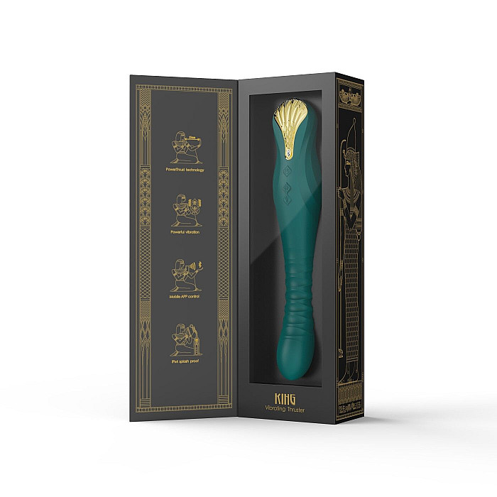 Смартвібратор-пульсатор Zalo — King Turquoise Green, кристал Swarovski