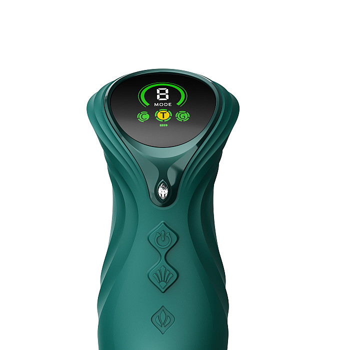 Смарт пульсатор-кролик с вибрацией Zalo Mose 2 Turquoise Green, подогрев до 42°C, кристалл Swarovski