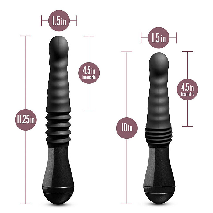 Пульсатор Blush Temptasia – Lazarus Thrusting Dildo – Black, ребристый ствол, 3 скорости