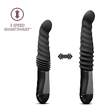 Пульсатор Blush Temptasia – Lazarus Thrusting Dildo – Black, ребристый ствол, 3 скорости