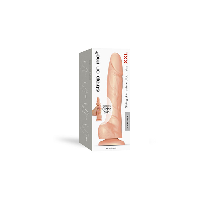 Реалістичний фалоімітатор Strap-On-Me Sliding Skin Realistic Dildo Vanille - XXL, ефект рухливої шкі