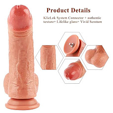 Фаллоимитатор для секс-машин Hismith 8.25" Dual-density dildo with veins, система KlicLok
