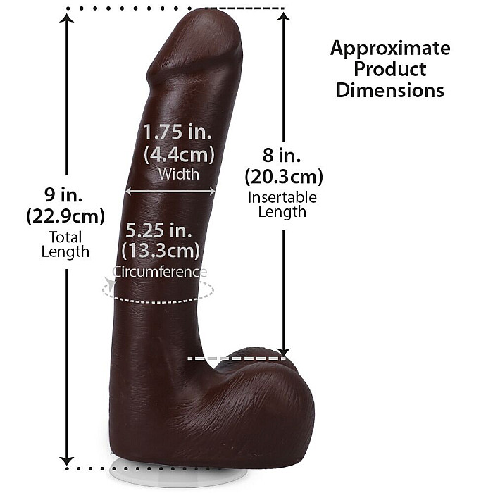 Фалоімітатор Doc Johnson The Realistic Cock ULTRASKYN - 9 Inch with Balls Chocolate