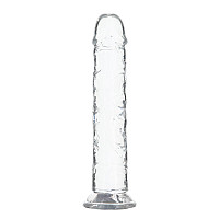 Прозрачный фаллоимитатор ADDICTION Vertical Dong 8″, присоска, диаметр 3,8 см, вибропуля в подарок