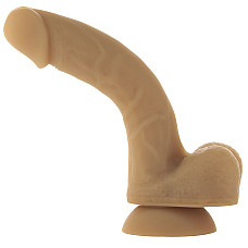 Гибкий фаллоимитатор на присоске ADDICTION — ANDREW 8″ Silicone Dong — Caramel, вибропуля в подарок