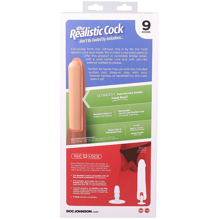 Фалоімітатор Doc Johnson The Realistic Cock ULTRASKYN - 9 Inch Chocolate